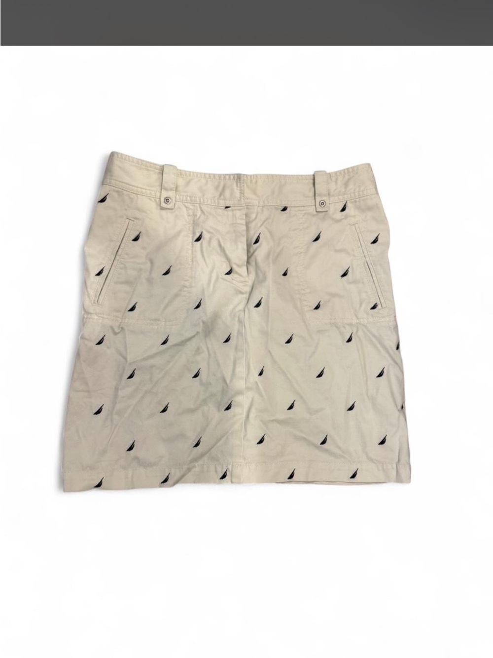 Nautica Cream Skirt with Navy Sailboat Embroidery